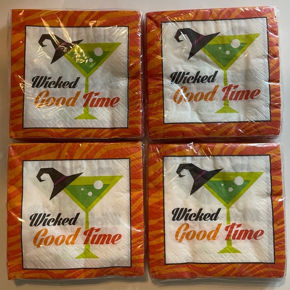 Creative Converting Wicked Good Time 2-Ply Beverage Cocktail Napkins, 4 Packages - Picture 1 of 2